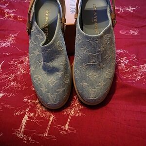 Louis Vuitton Blue Denim Slingback Shoes